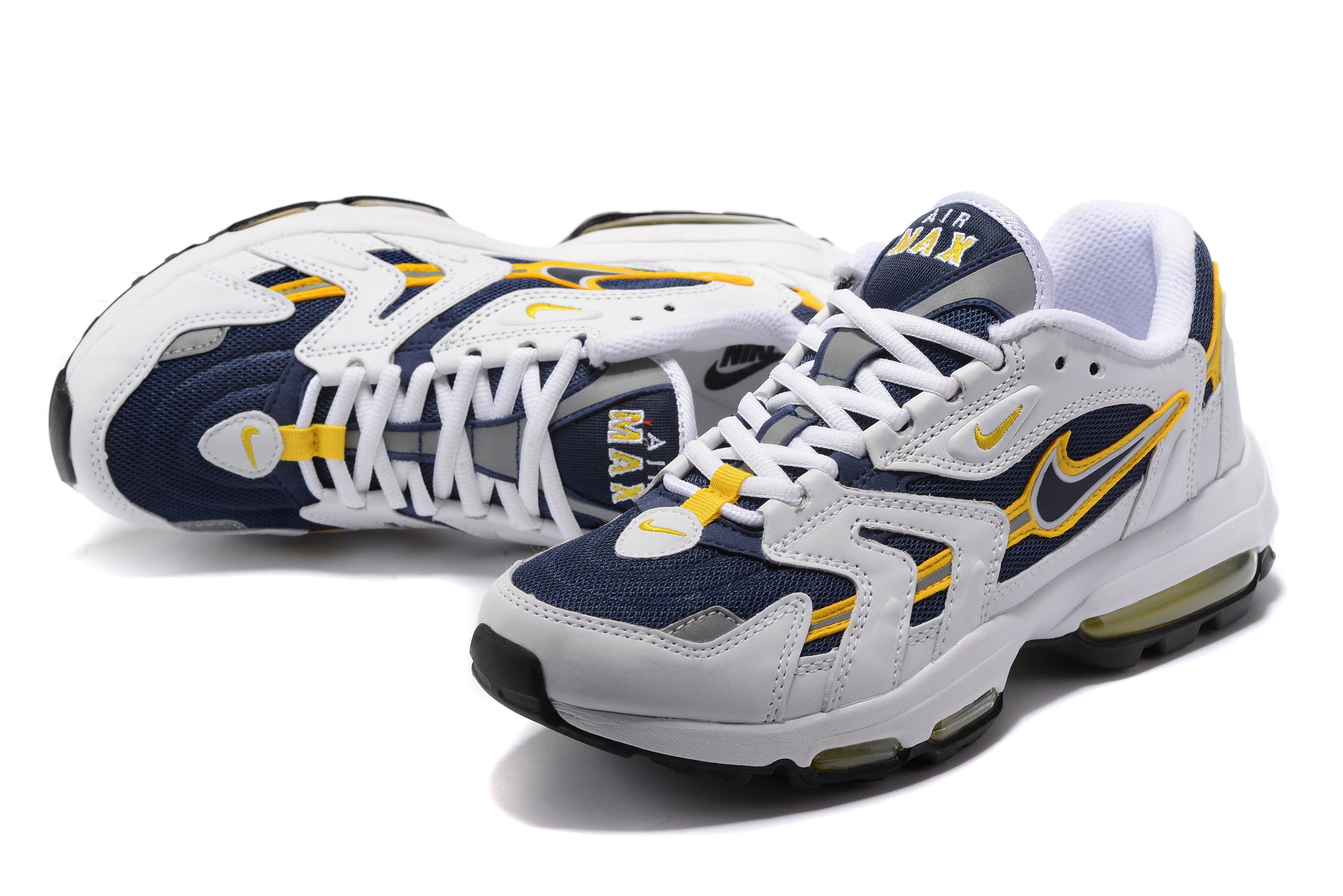 Men Nike Air Max 96 White Blue Yellow Shoes